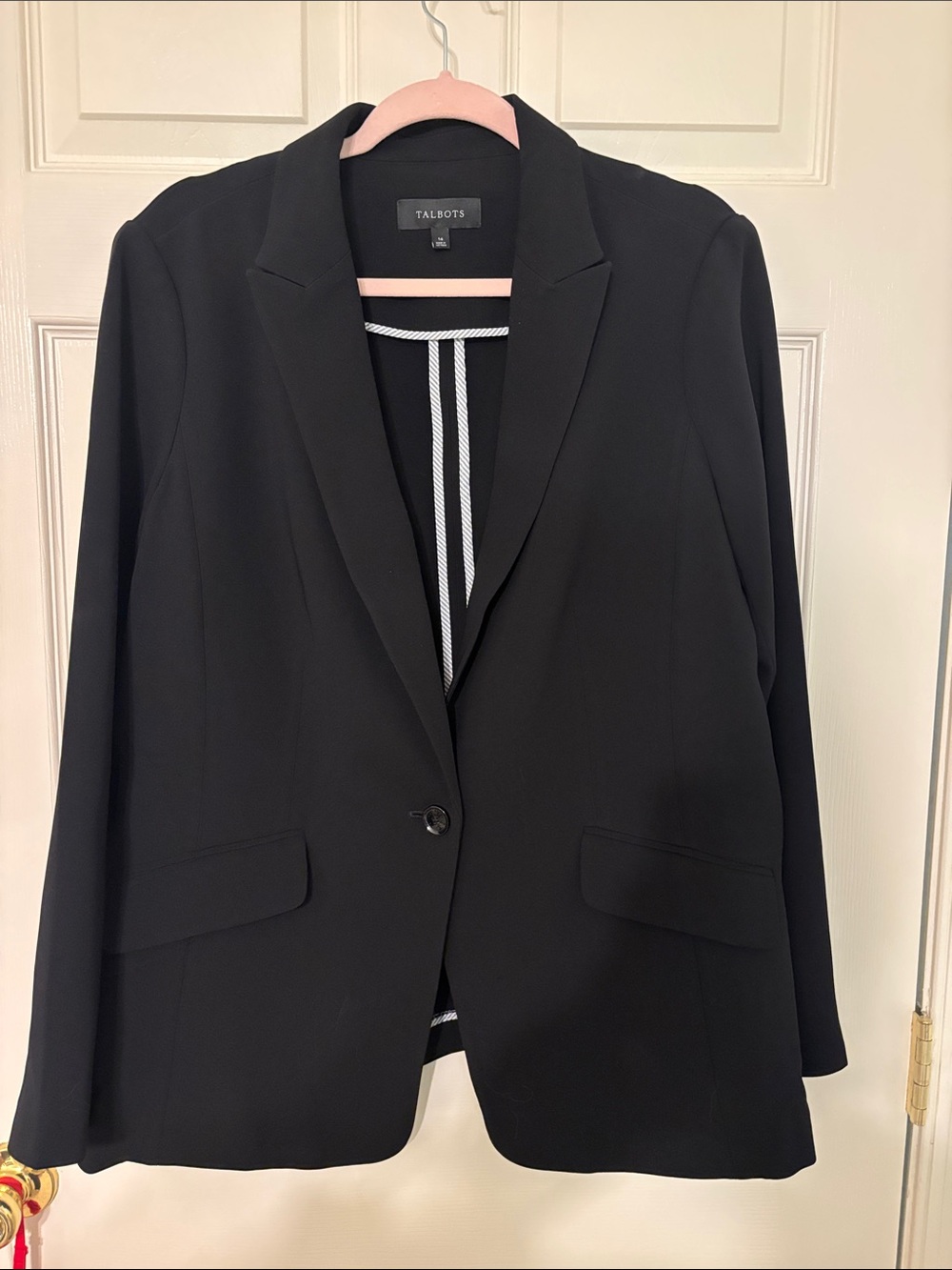 Talbots Black Single-Button Notch Lapel Blazer 16